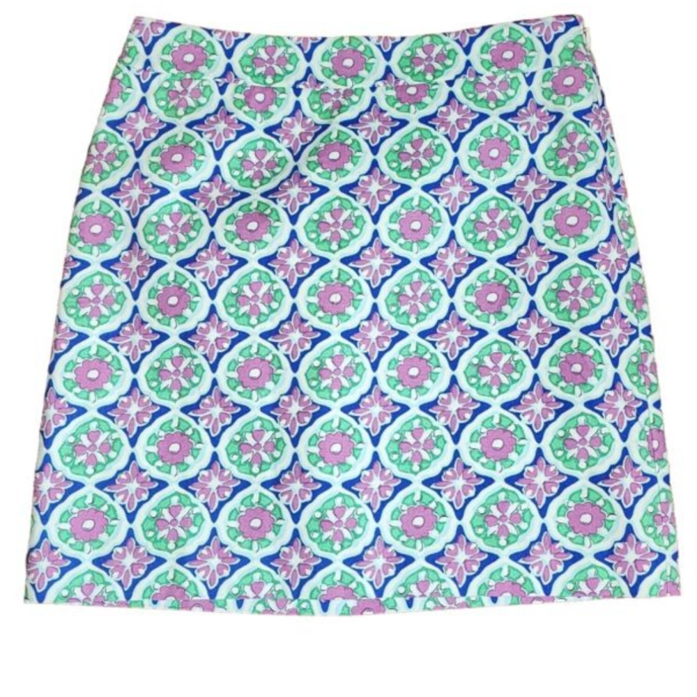 Talbots women whimsical teal floral girlhoodcore casual skirt size 10P NWT